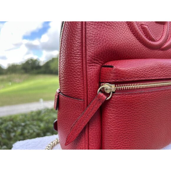 GUCCI  GG SOHO RED PEBBLED CALFSKIN LEATHER CHAIN BACKPACK BAG main image 12